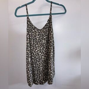 Women’s Leopard Print Slip Tank Top - Olive/Neutral